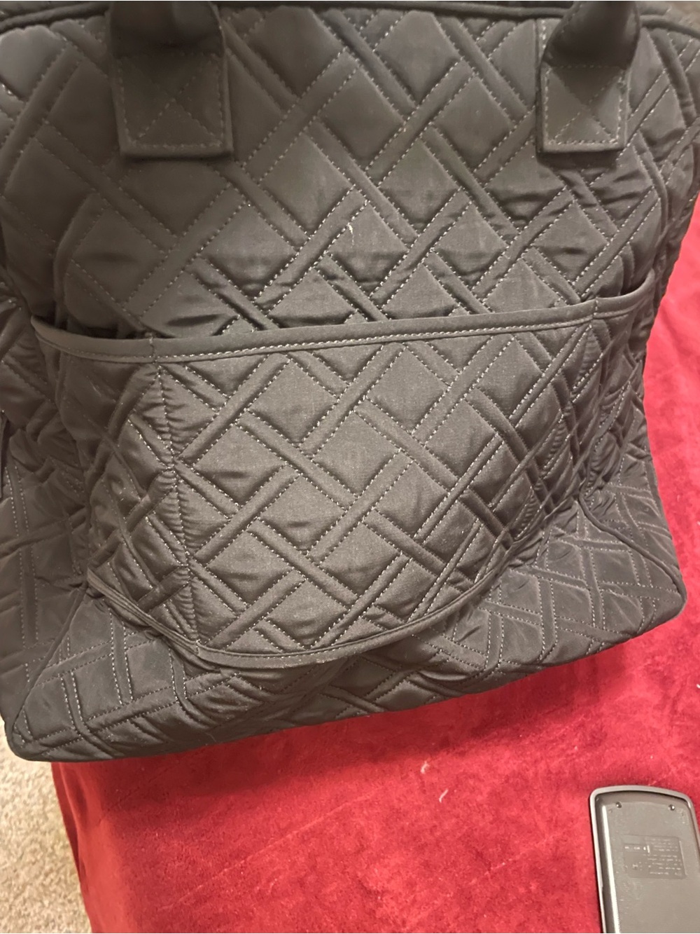 Vera Bradley Black Quilted Travel Bag Tote - Picture 6 of 9